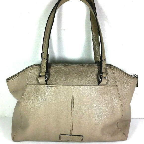 Tignanello Large Beige Leather Satchel Shoulder Bag - Picture 1 of 8